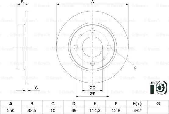 BOSCH 0 986 479 E70 - Спирачен диск vvparts.bg