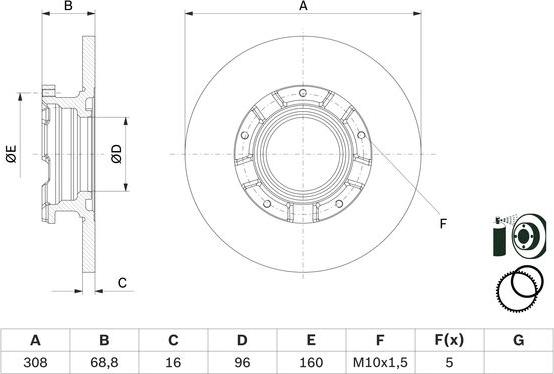 BOSCH 0 986 479 F62 - Спирачен диск vvparts.bg