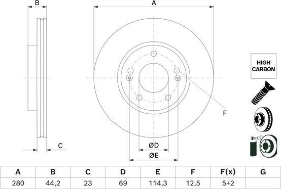 BOSCH 0 986 479 F36 - Спирачен диск vvparts.bg