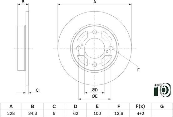 BOSCH 0 986 479 F38 - Спирачен диск vvparts.bg