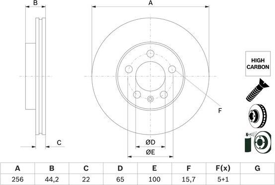 BOSCH 0 986 479 F32 - Спирачен диск vvparts.bg