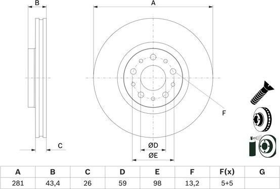 BOSCH 0 986 479 G82 - Спирачен диск vvparts.bg