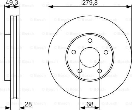 BOSCH 0 986 479 R90 - Спирачен диск vvparts.bg