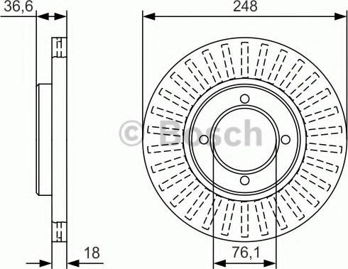 BOSCH 0 986 479 T64 - Спирачен диск vvparts.bg