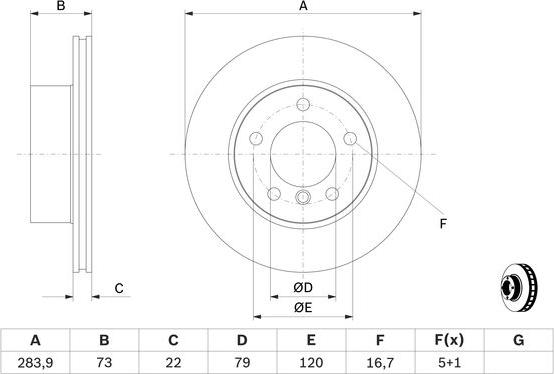 BOSCH 0 986 479 W60 - Спирачен диск vvparts.bg