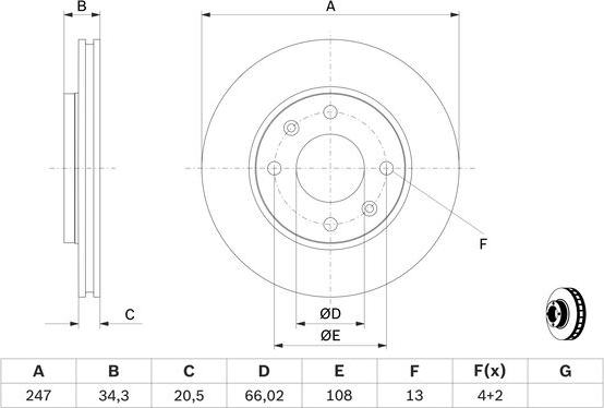 BOSCH 0 986 479 W62 - Спирачен диск vvparts.bg