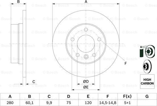 BOSCH 0 986 478 561 - Спирачен диск vvparts.bg