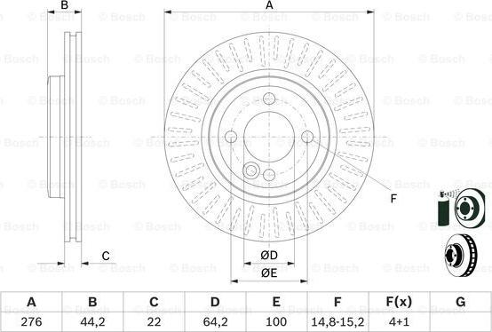 BOSCH 0 986 478 606 - Спирачен диск vvparts.bg