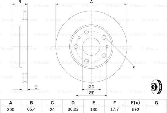 BOSCH 0 986 478 842 - Спирачен диск vvparts.bg