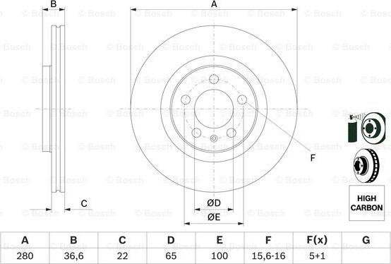 BOSCH 0 986 478 852 - Спирачен диск vvparts.bg