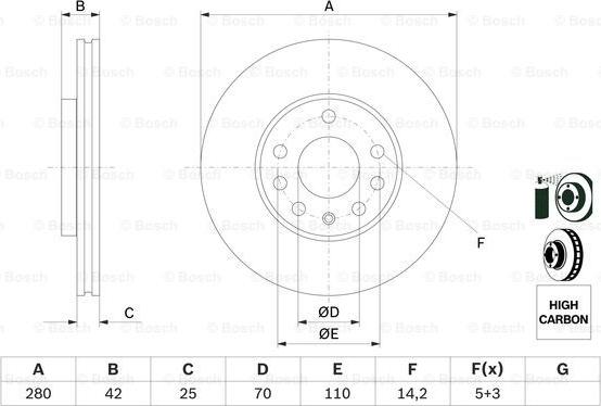 BOSCH 0 986 478 883 - Спирачен диск vvparts.bg