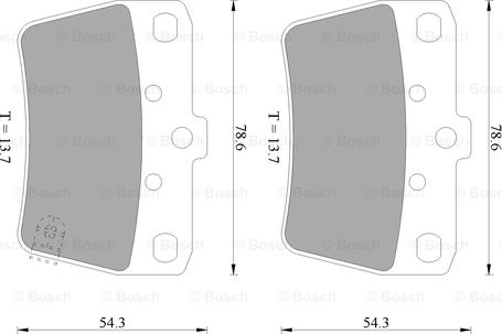 BOSCH 0 986 505 076 - Комплект спирачно феродо, дискови спирачки vvparts.bg