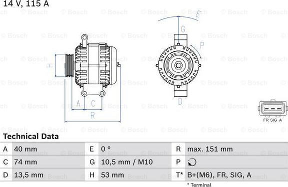 BOSCH 0 986 049 460 - Генератор vvparts.bg