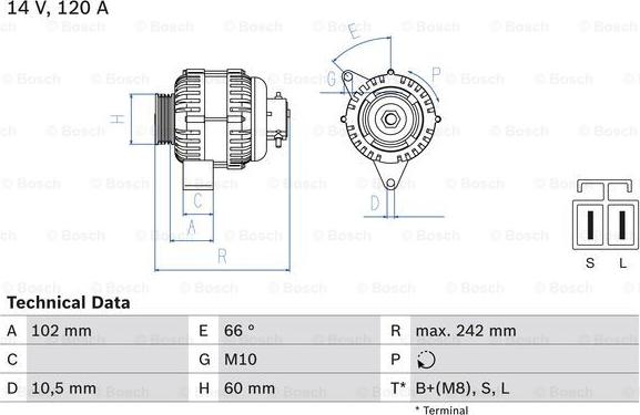 BOSCH 0 986 049 550 - Генератор vvparts.bg