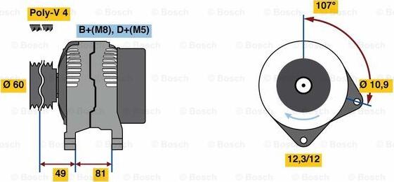 BOSCH 0 986 049 740 - Генератор vvparts.bg