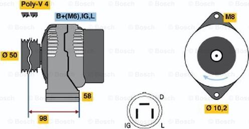 BOSCH 0 986 044 981 - Генератор vvparts.bg