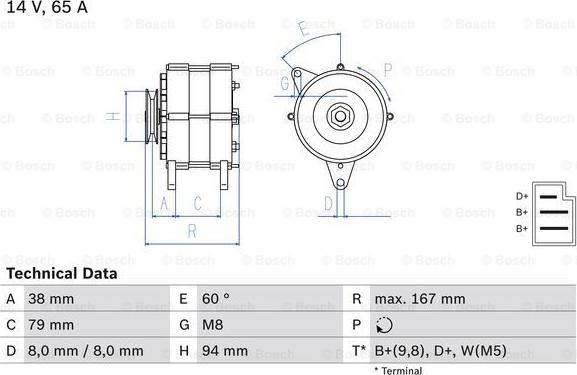 BOSCH 0 986 044 591 - Генератор vvparts.bg