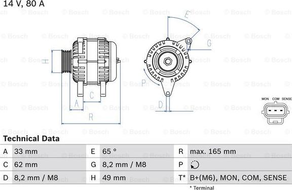 BOSCH 0 986 044 671 - Генератор vvparts.bg