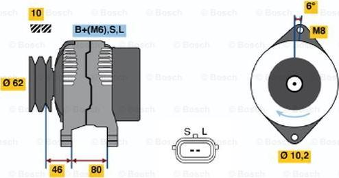 BOSCH 0 986 044 051 - Генератор vvparts.bg