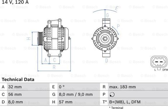 BOSCH 0 986 044 020 - Генератор vvparts.bg