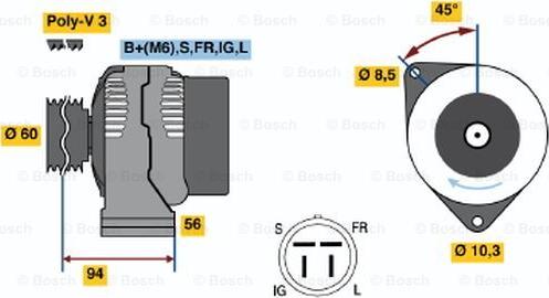 BOSCH 0 986 044 791 - Генератор vvparts.bg