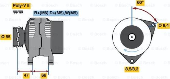 BOSCH 0 986 044 741 - Генератор vvparts.bg