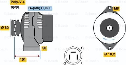 BOSCH 0 986 045 911 - Генератор vvparts.bg