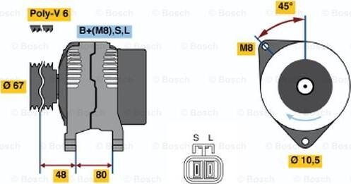 BOSCH 0 986 045 641 - Генератор vvparts.bg