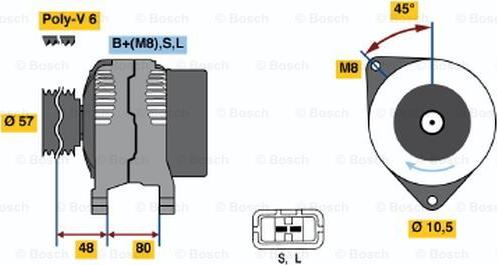 BOSCH 0 986 045 661 - Генератор vvparts.bg