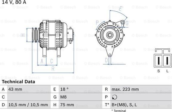 BOSCH 0 986 045 601 - Генератор vvparts.bg