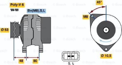 BOSCH 0 986 045 621 - Генератор vvparts.bg