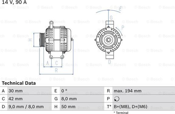 BOSCH 0 986 045 181 - Генератор vvparts.bg