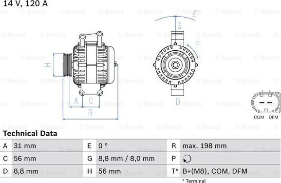 BOSCH 0 986 045 380 - Генератор vvparts.bg