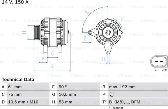 BOSCH 0 986 045 251 - Генератор vvparts.bg