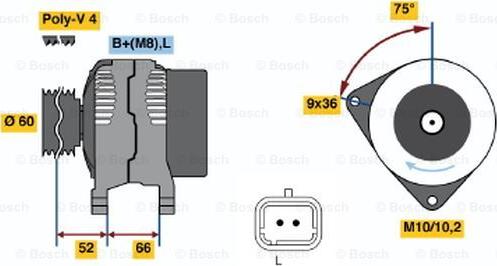 BOSCH 0 986 045 221 - Генератор vvparts.bg