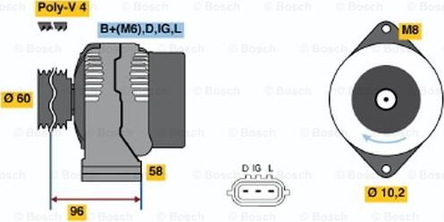 BOSCH 0 986 045 781 - Генератор vvparts.bg