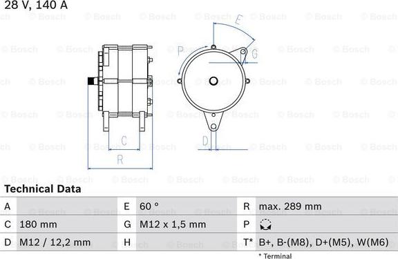 BOSCH 0 986 046 550 - Генератор vvparts.bg