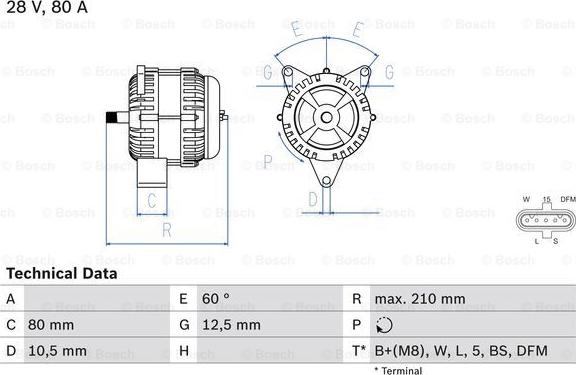 BOSCH 0 986 046 560 - Генератор vvparts.bg