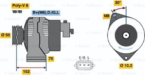 BOSCH 0 986 046 531 - Генератор vvparts.bg