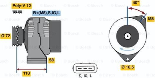 BOSCH 0 986 046 040 - Генератор vvparts.bg