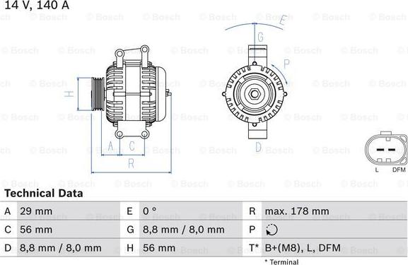 BOSCH 0 986 046 180 - Генератор vvparts.bg