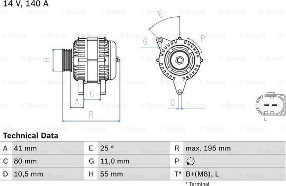 BOSCH 0 986 046 210 - Генератор vvparts.bg