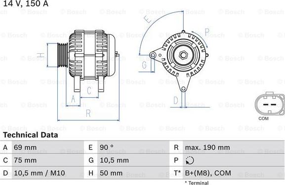 BOSCH 0 986 046 220 - Генератор vvparts.bg