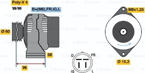 BOSCH 0 986 040 910 - Генератор vvparts.bg