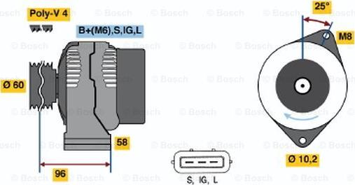 BOSCH 0 986 040 501 - Генератор vvparts.bg