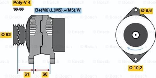 BOSCH 0 986 040 161 - Генератор vvparts.bg