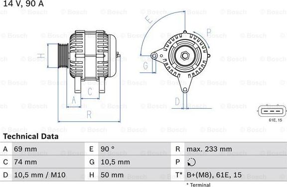 BOSCH 0 986 040 390 - Генератор vvparts.bg