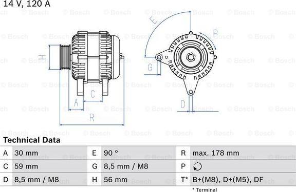 BOSCH 0 986 040 350 - Генератор vvparts.bg