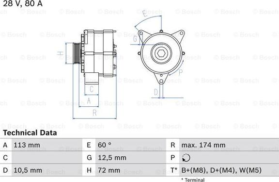 BOSCH 0 986 040 260 - Генератор vvparts.bg