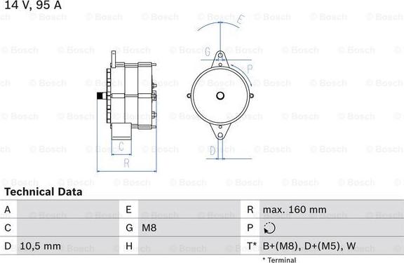 BOSCH 0 986 040 280 - Генератор vvparts.bg